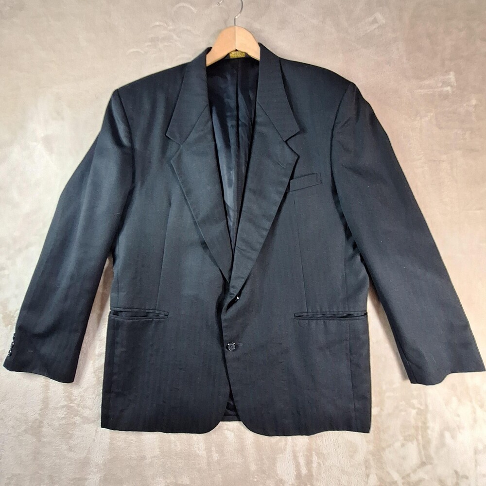 Paul Rodon Blazer Suit Jacket Mens 44R Black Wool Blend 2 Button Ventless USA